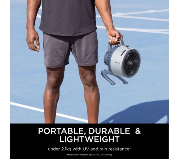 SHARK FlexBreeze HydroGo FA050UKBL Portable 6.8" Misting Turbo Fan - Glacier Blue & Cool Gray