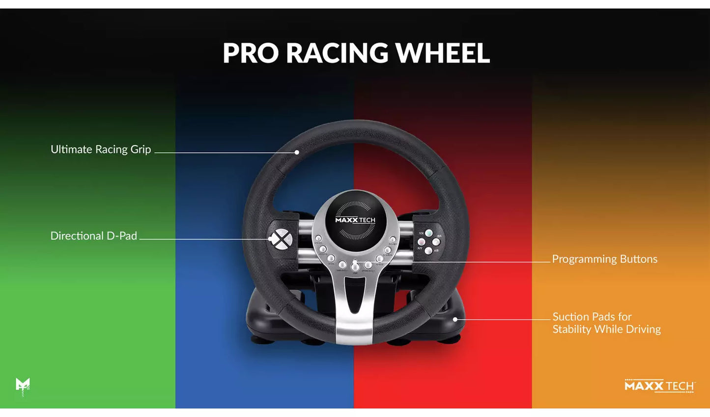 Maxx Tech Pro Racing Wheel Kit For PC, Xbox, PS4 & Switch