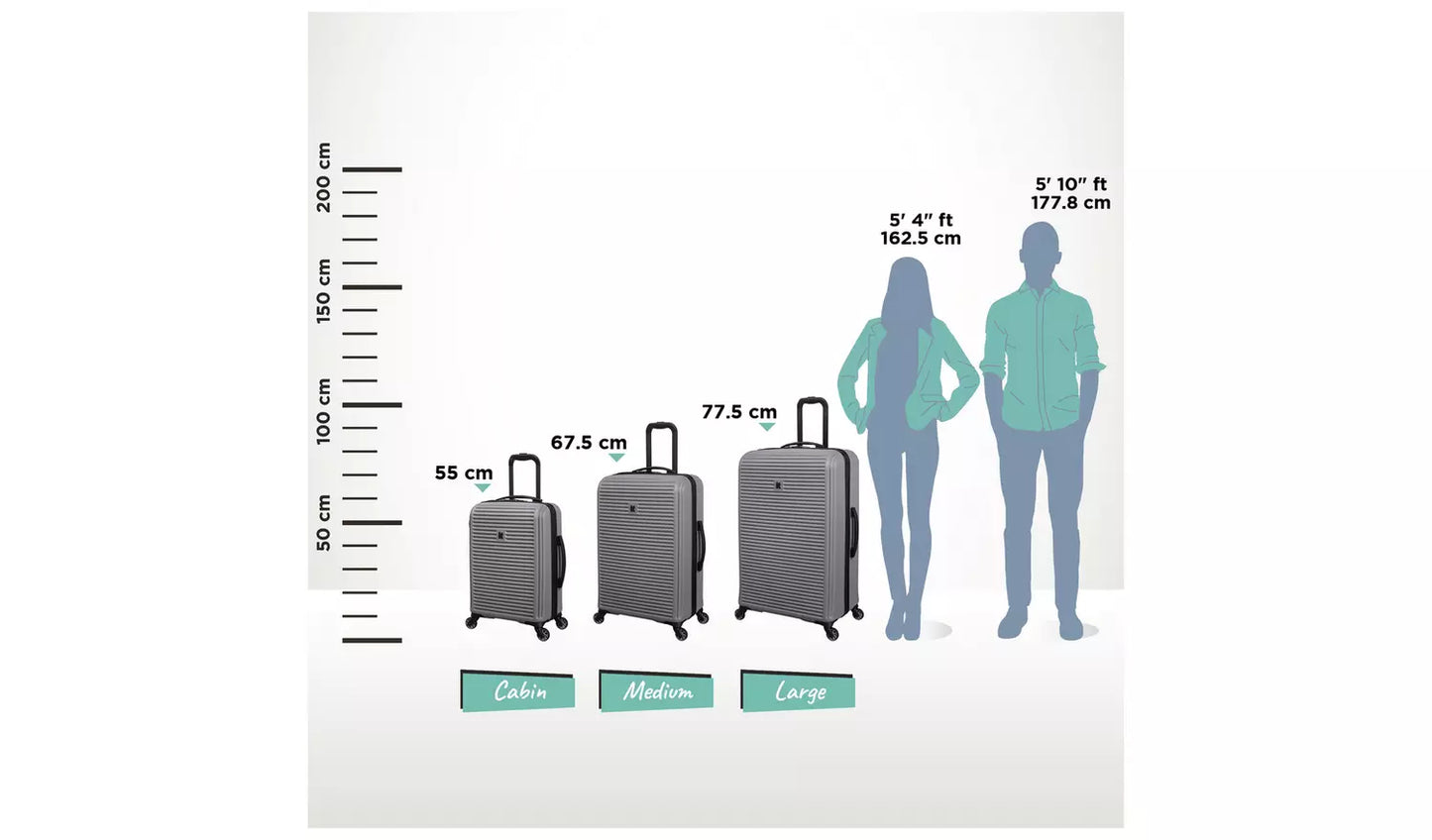IT Luggage Shutter 3pc 8 Wheel Suitcase Set - Storm Front