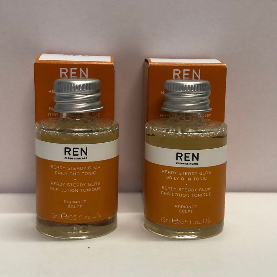 2x REN Clean Skincare Ready Steady Glow Daily AHA Tonic 2x15ml 30ml