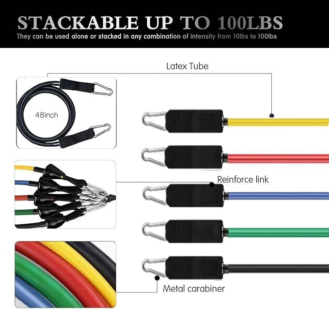 150LBS Resistance Bands Training Set Workout Exercise Crossfit Fitness Yoga Tube