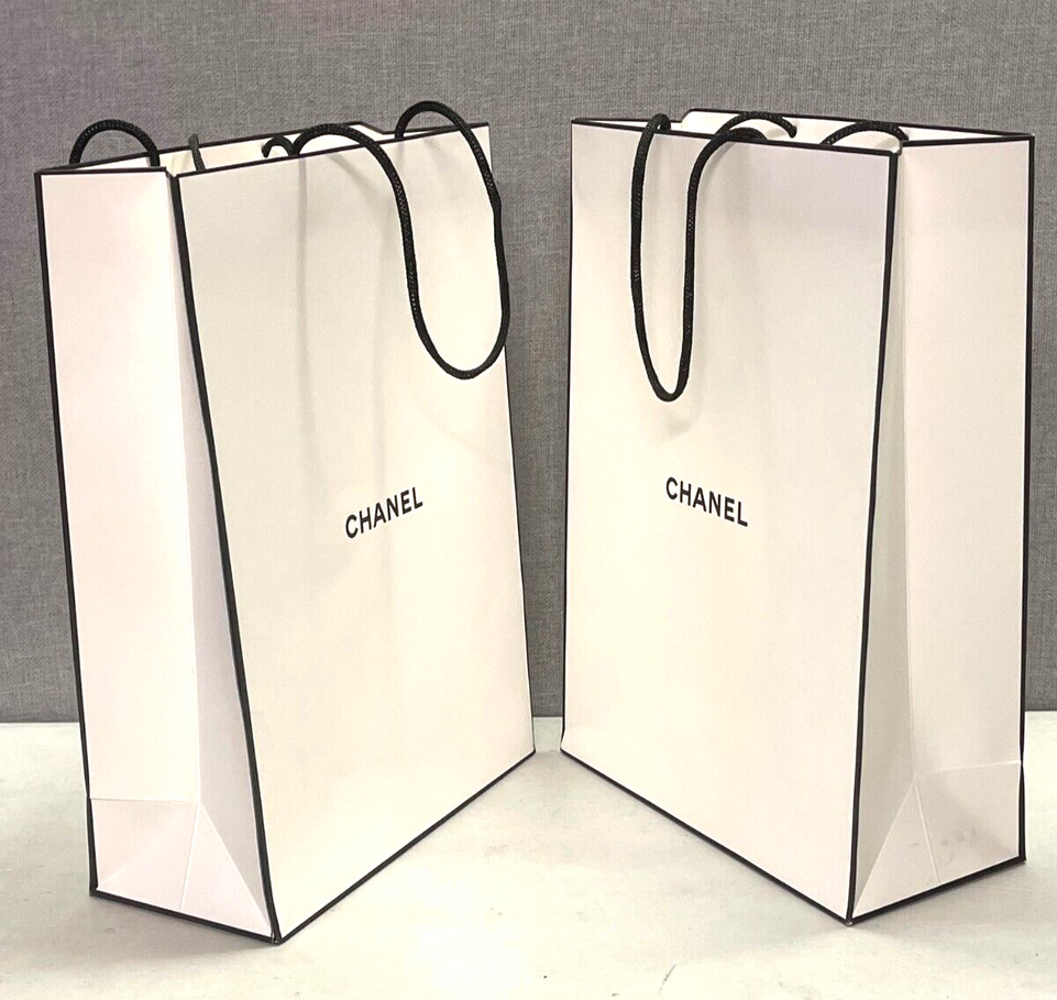 2x Authentic Chanel Large Paper Gift Bag 36cm 26cm 11cm