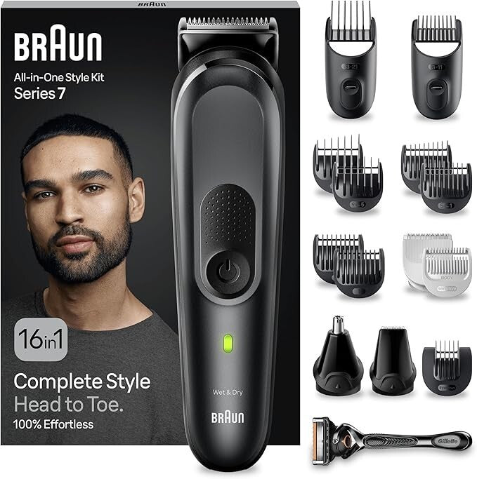 Braun All-in-One Style Kit Series 7 MGK7470, Beard Trimmer Men Rechargeable,16-1