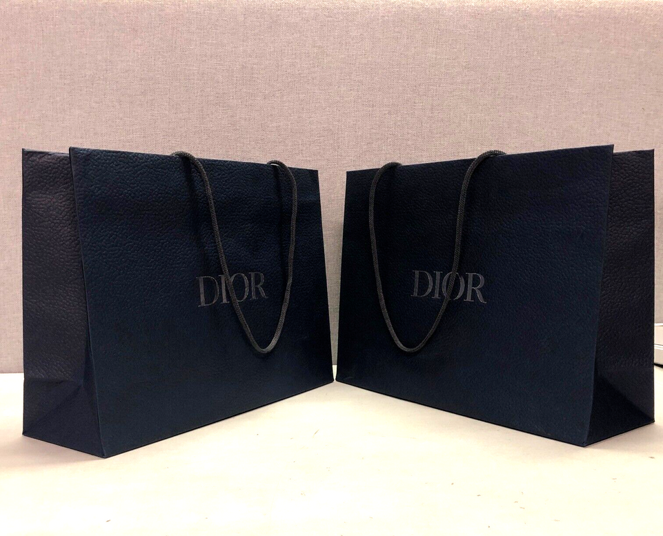 2x medium navy blue Dior Gift paper carrier bag navy blue
