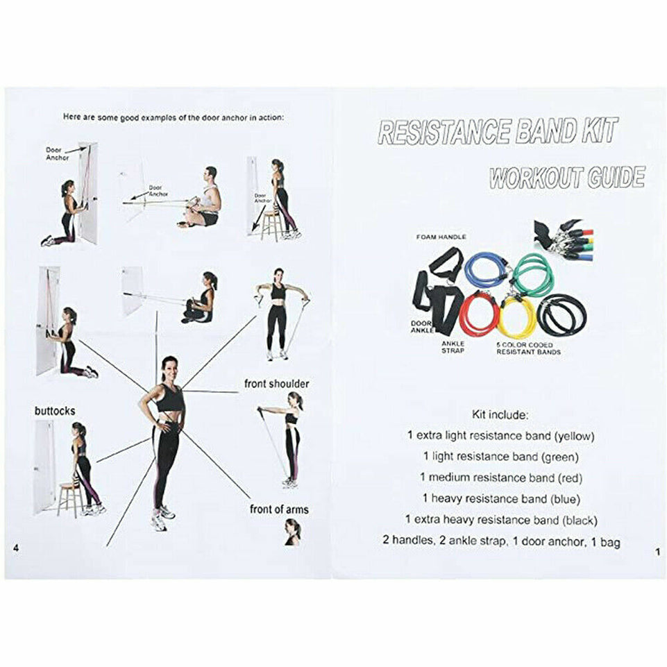 11PCS Set Resistance Bands Workout Exercise Crossfit Fitness Yoga Training Tubes