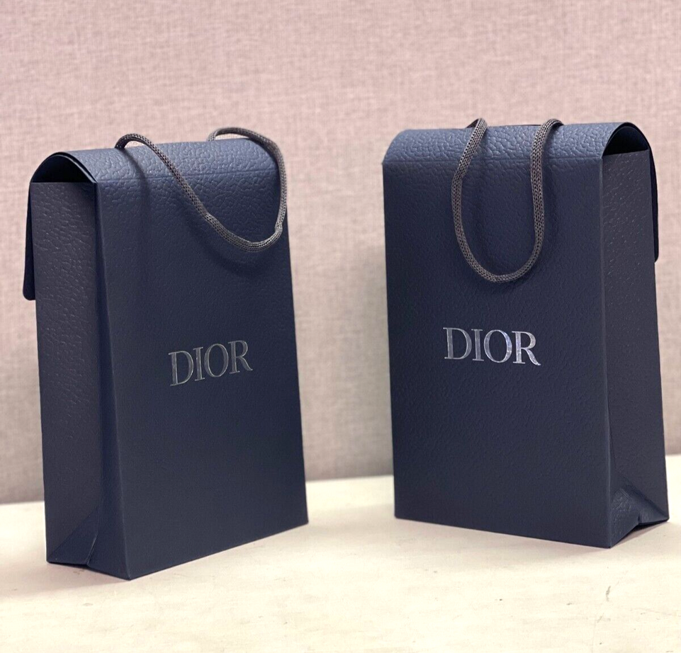 2x Dior Navy Paper Bag 22x15x7cm Flap Design
