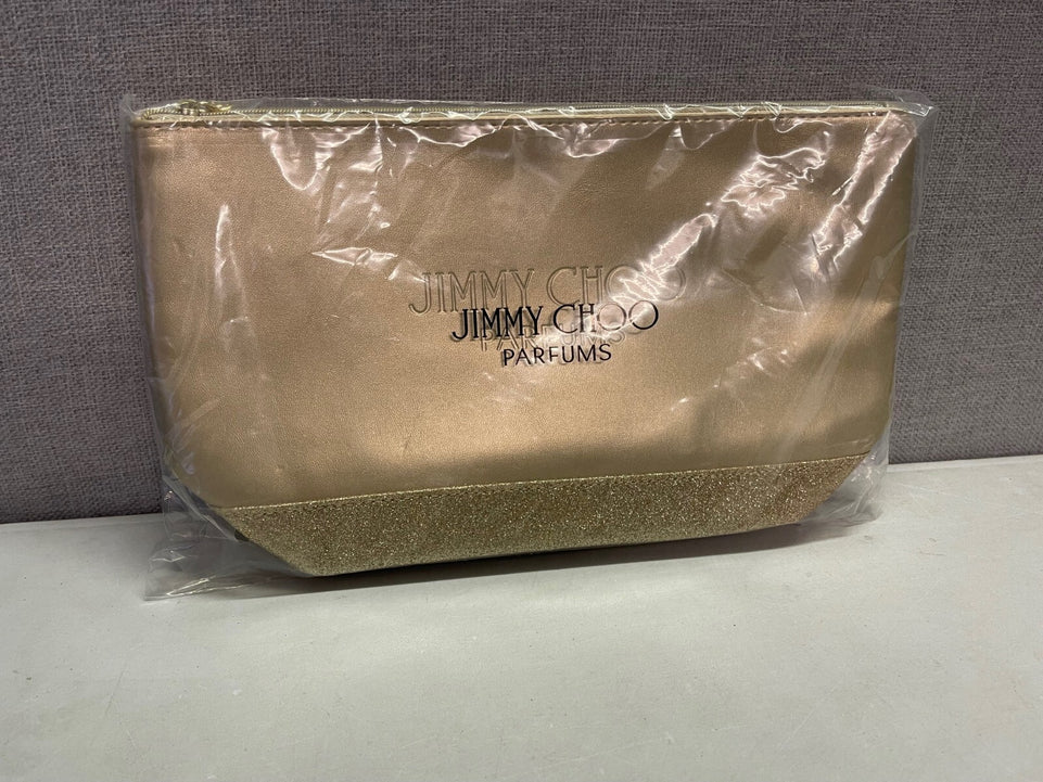 Jimmy Choo Parfums Gold Faux Leather & Glitter Trim Clutch Bag Brand New Wrapped