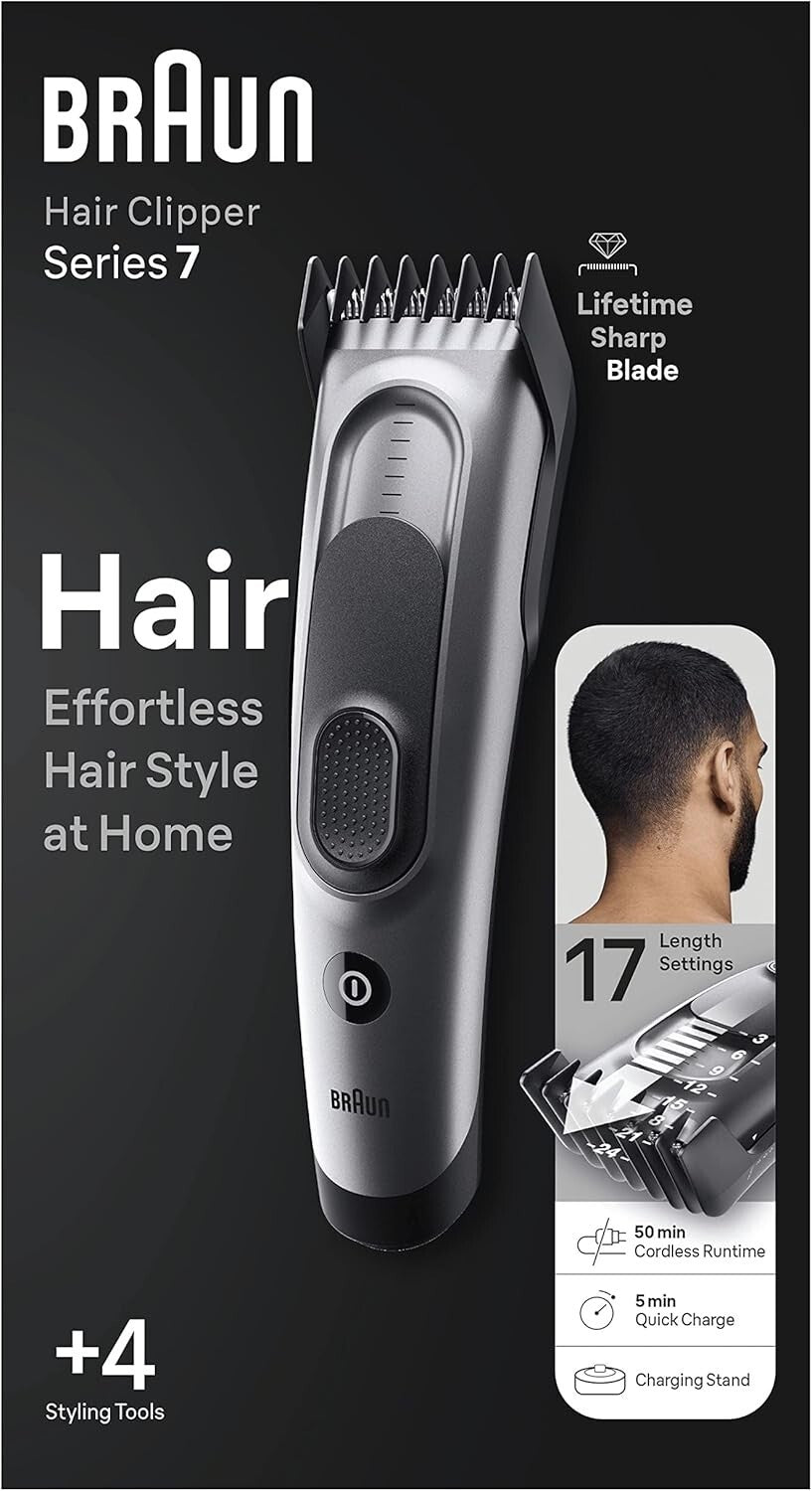 Braun Hair Clipper Series 7, Featuring Lifetime-Sharp Blades, Men's HC7390,