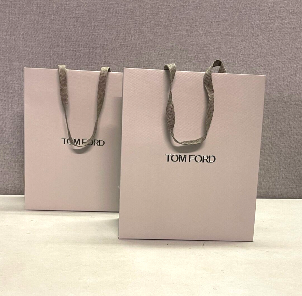 TOM FORD Grey Paper Gift Bag With Fabric Handles / 25.5 cm 21.5cm 12cm