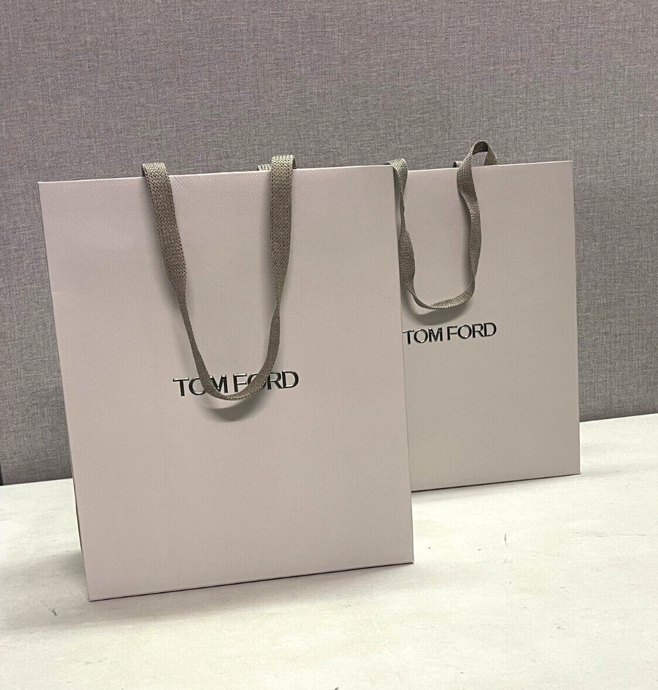 TOM FORD Grey Paper Gift Bag With Fabric Handles / 25.5 cm 21.5cm 12cm