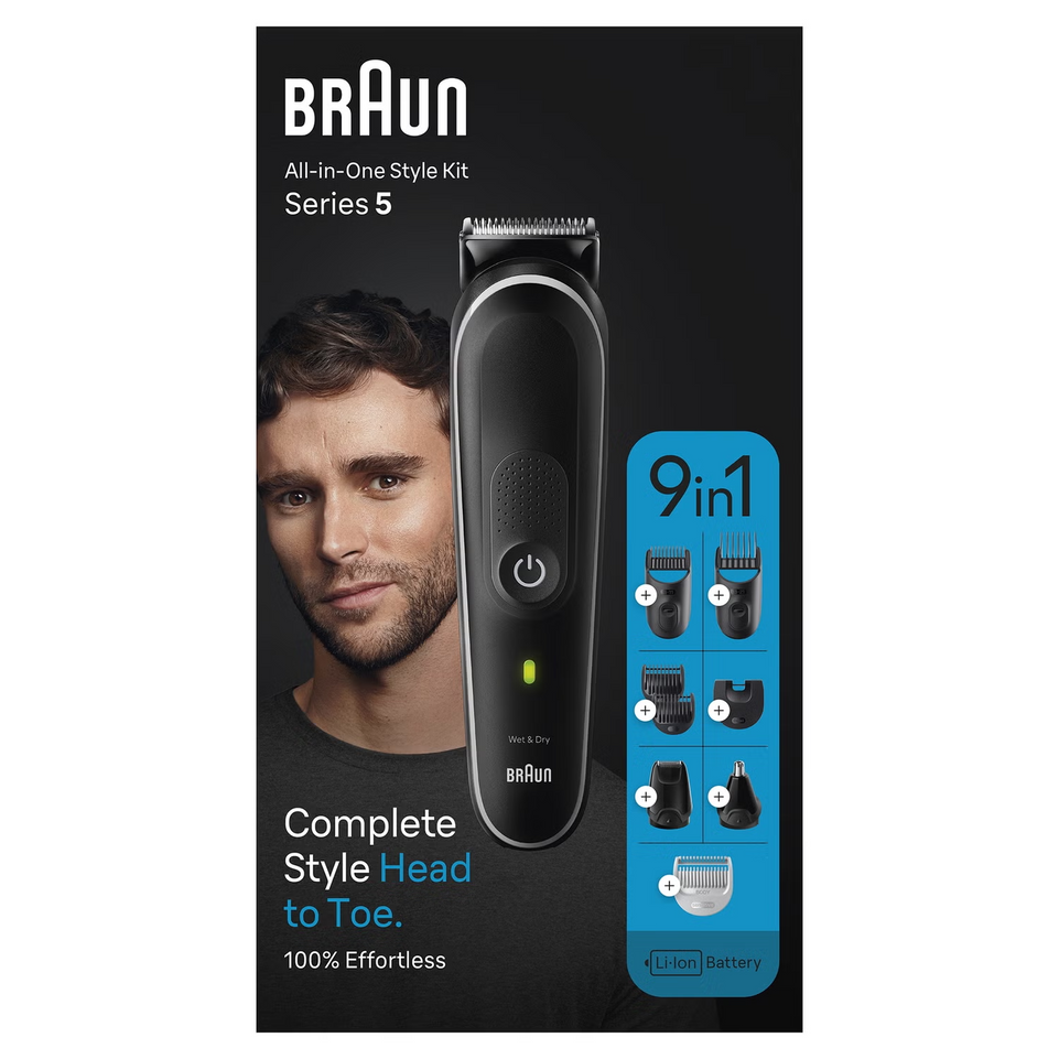 Braun All-in-One Style Kit Series 5 MGK5410, 9-in-1 Kit, Hair & Beard NEW