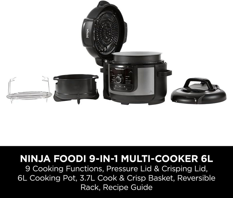 Ninja Foodi 9-in-1 Multi Cooker, 6L with 9 Cooking Functions,Black, OP350UK