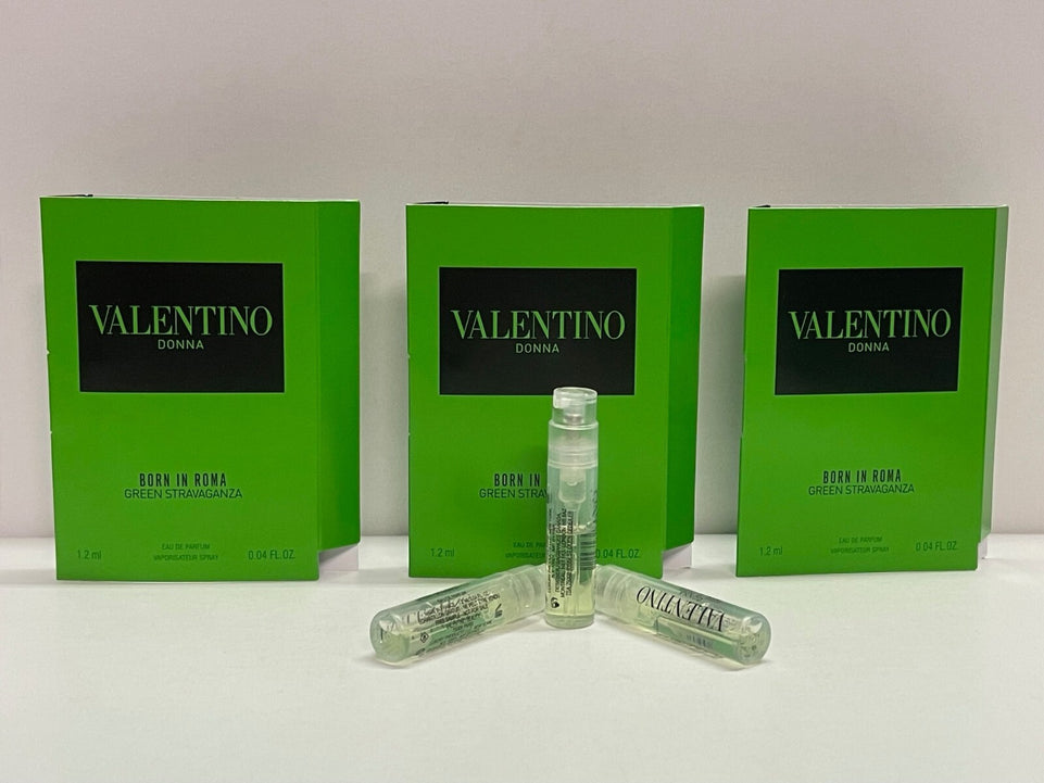 3xVALENTINO DONNA Born In Roma GREEN STRAVAGANZA Eau De Parfum Samples 1.2ml
