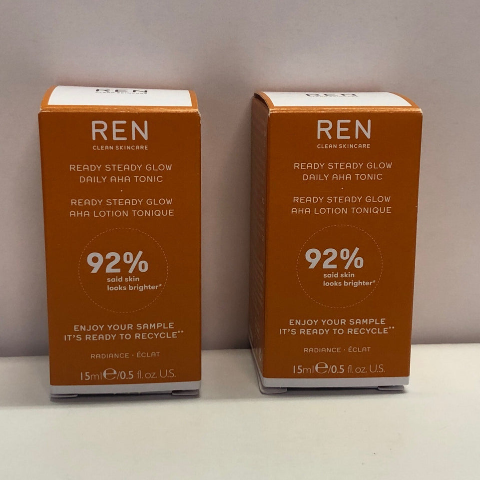 2x REN Clean Skincare Ready Steady Glow Daily AHA Tonic 2x15ml 30ml