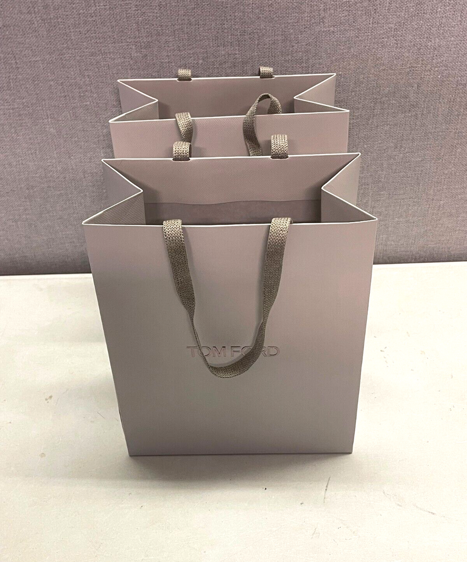 TOM FORD Grey Paper Gift Bag With Fabric Handles / 25.5 cm 21.5cm 12cm