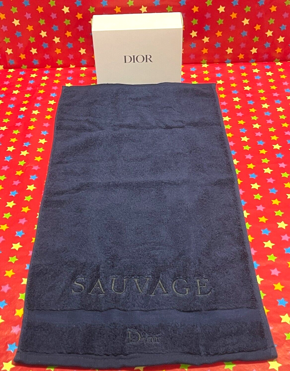 Christian Dior SAUVAGE SERVITTE Towel Dark Navy Blue Cotton 58x30cm