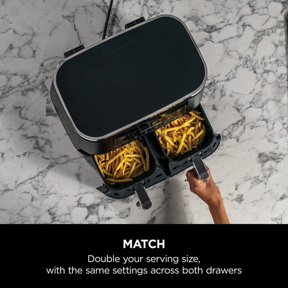 Ninja Foodi Dual Zone Digital Air Fryer, 2 Drawers, 7.6L, 6-in-1, Black AF300UK