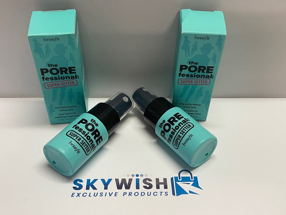 2 x Benefit The POREfessional Super Setter Setting Spray's Travel Size 15ml New