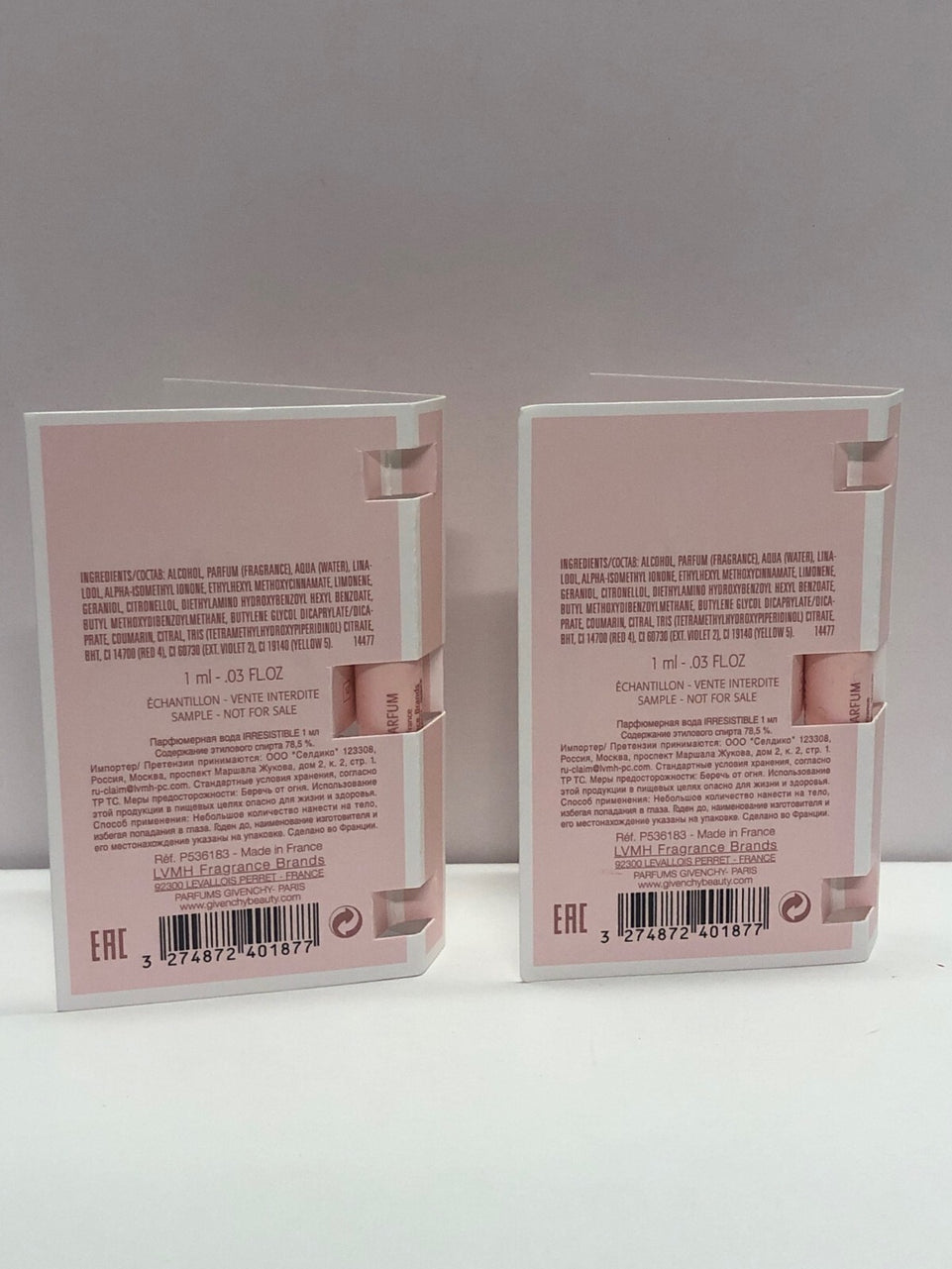 2 X Givenchy Irresistible Eau De Parfum EDP 1ml Samples