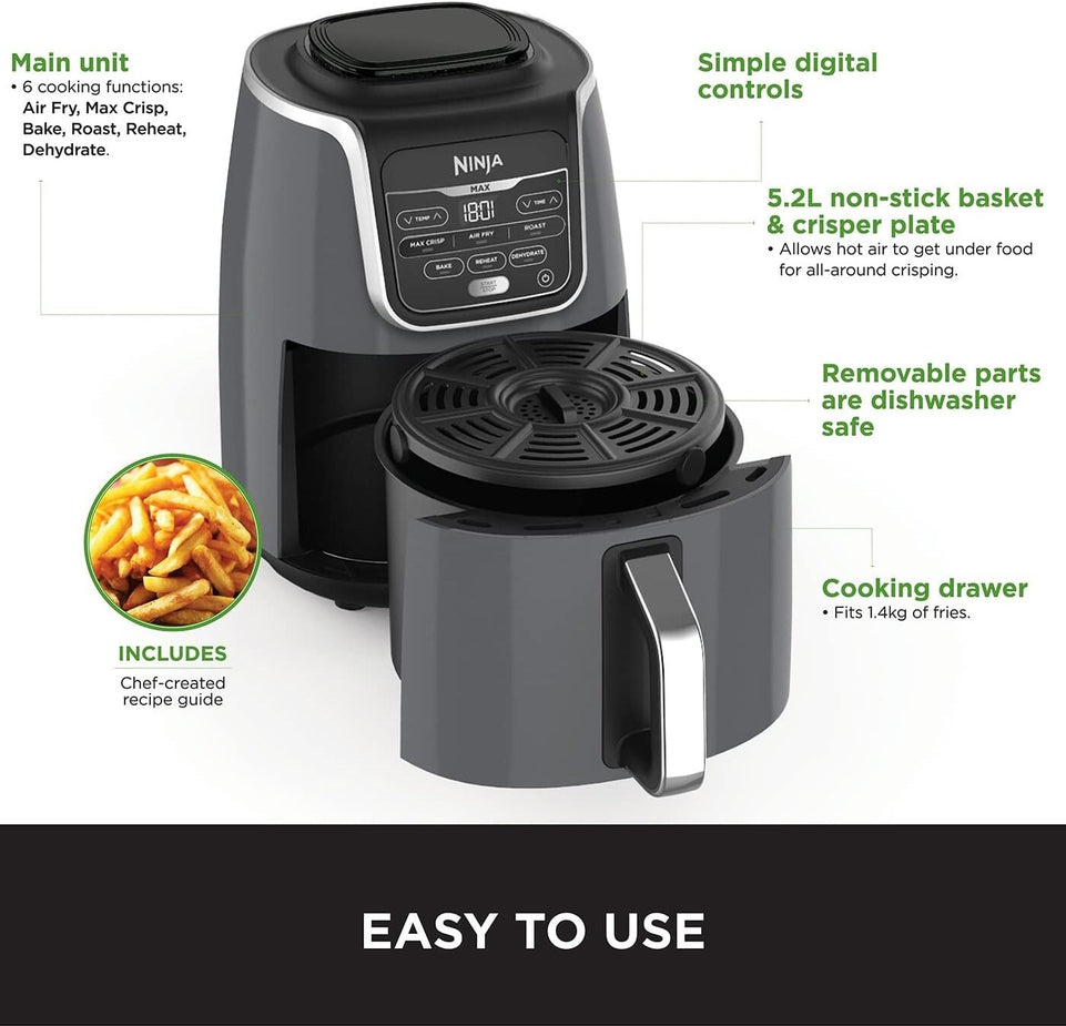 Ninja AF160UK 1750W 5.2L Air Fryer - Black (AF160UK)