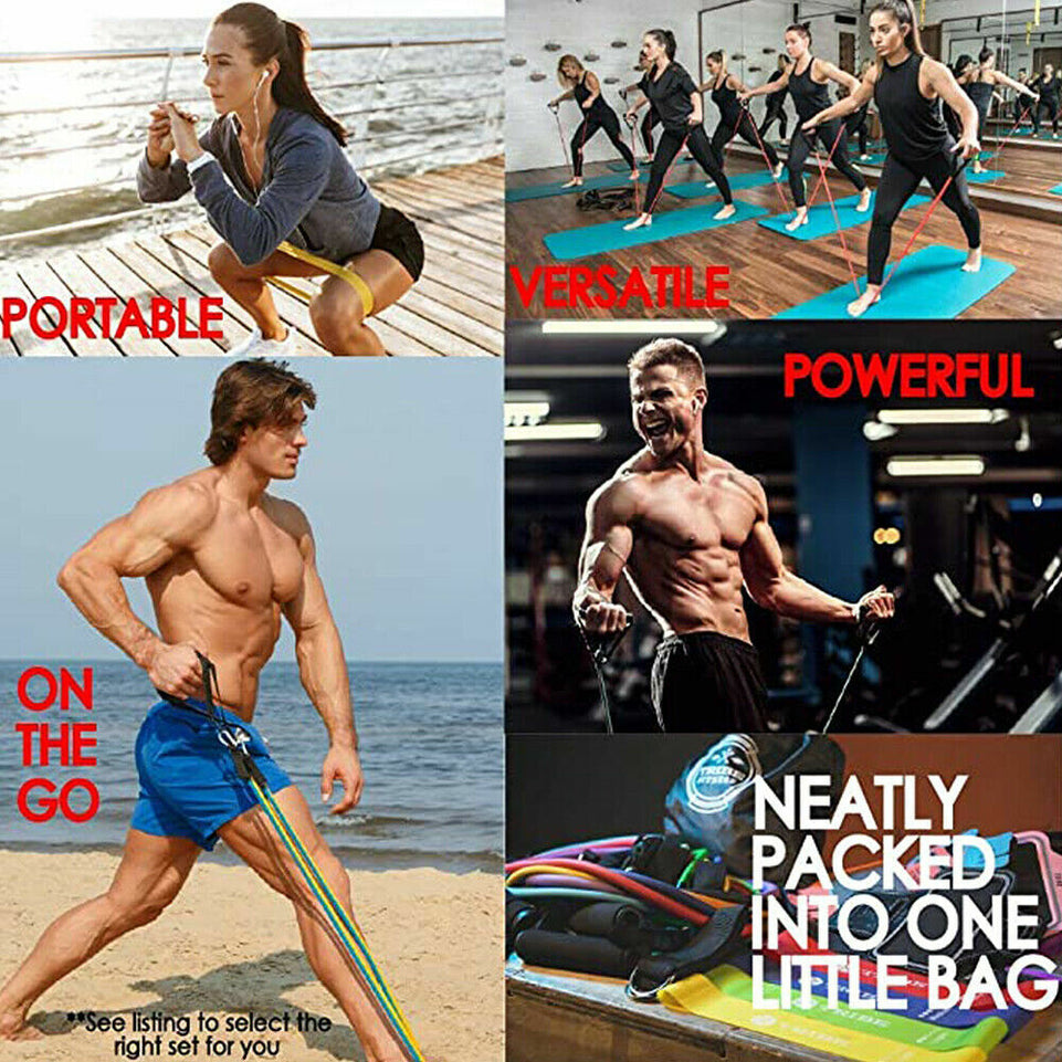 11PCS Set Resistance Bands Workout Exercise Crossfit Fitness Yoga Training Tubes