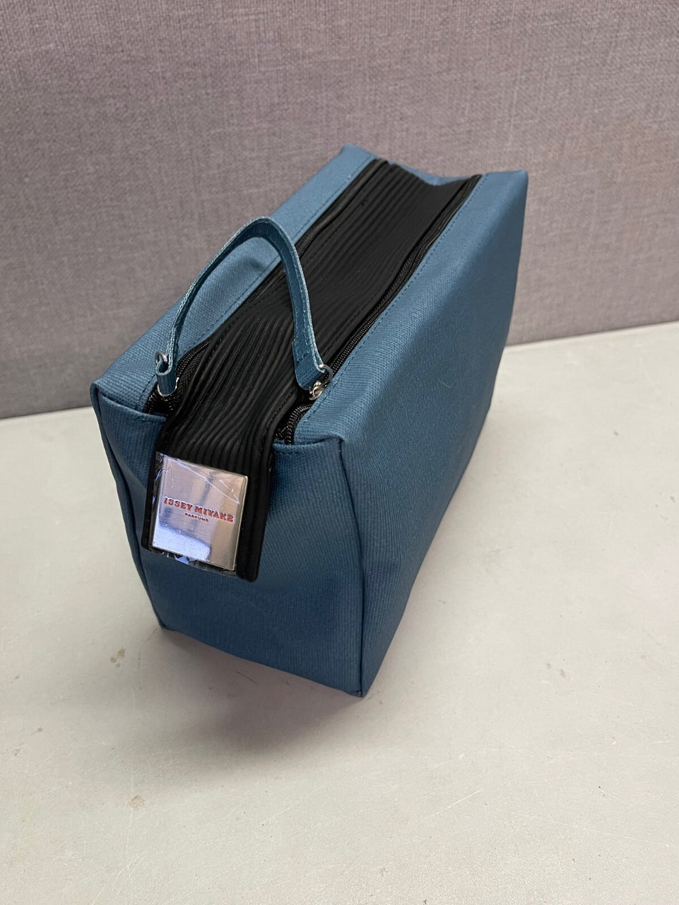 Issey Miyake Parfums Blue Canvas Cosmetic Toiletries Pouch Bag