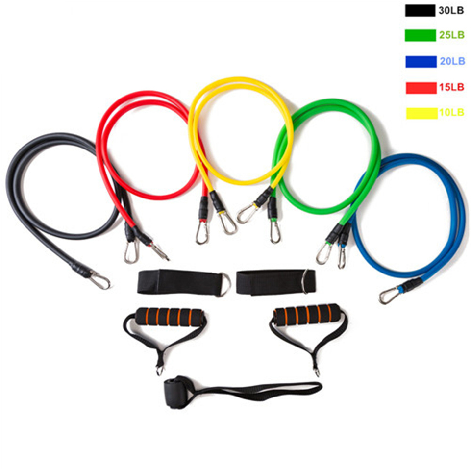 17 Pcs Set Resistance Bands with Door Anchor and Ankle Straps Yoga Fitness