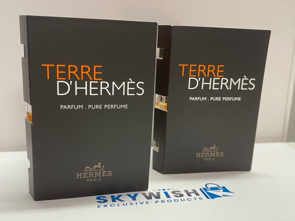 2 x HERMES TERRE D'HERMES Parfum Pure Perfume 2ml Sample Spray