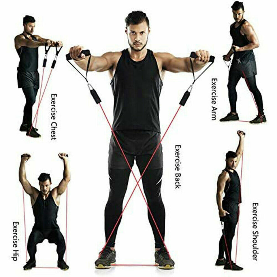 11PCS Set Resistance Bands Workout Exercise Crossfit Fitness Yoga Training Tubes
