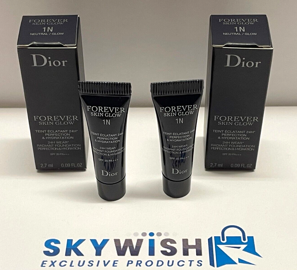 2X Dior Forever Skin Glow Radiant Foundation Shade 1N Neutral Glow 2.7ml SPF20
