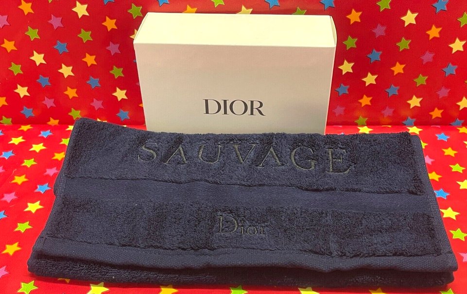 Christian Dior SAUVAGE SERVITTE Towel Dark Navy Blue Cotton 58x30cm