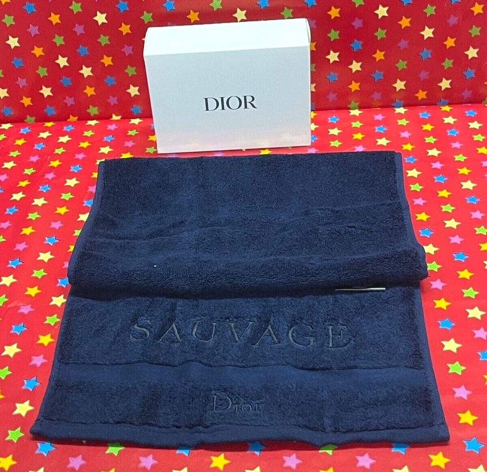 Christian Dior SAUVAGE SERVITTE Towel Dark Navy Blue Cotton 58x30cm