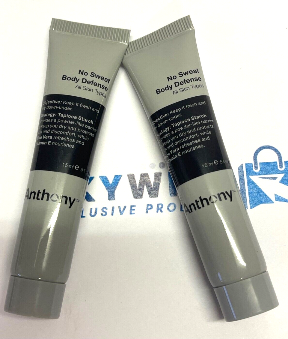2x Anthony No Sweat Body Defense Talc and Parabens 15ml
