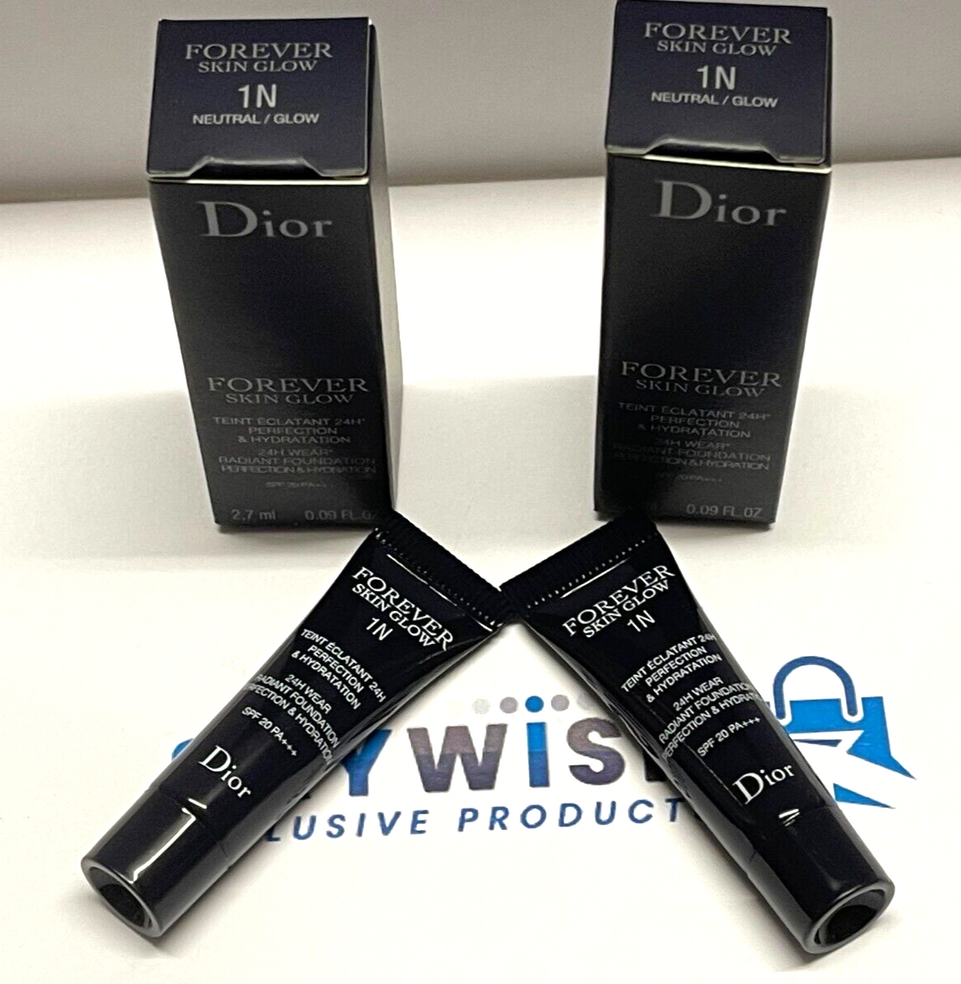 2X Dior Forever Skin Glow Radiant Foundation Shade 1N Neutral Glow 2.7ml SPF20