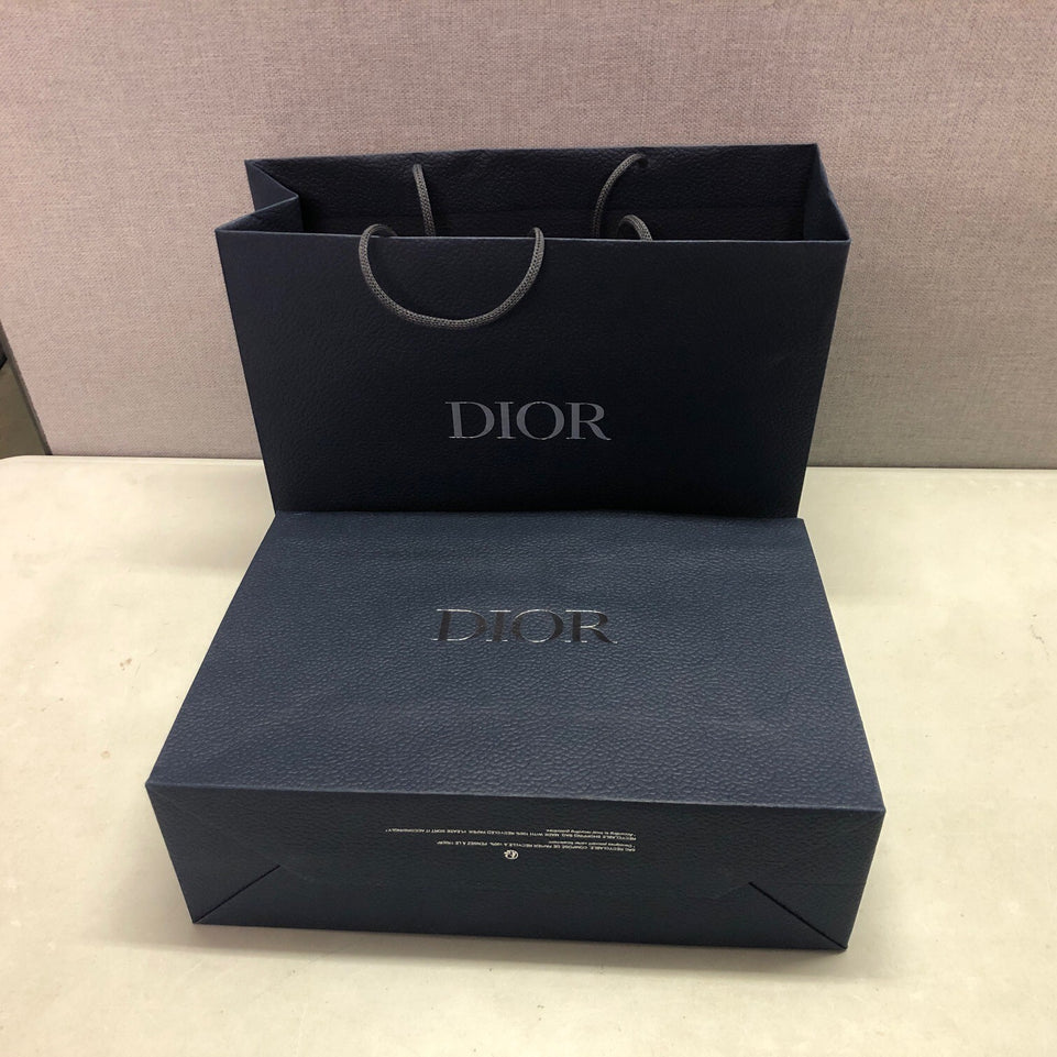 2x medium navy blue Dior Gift paper carrier bag navy blue