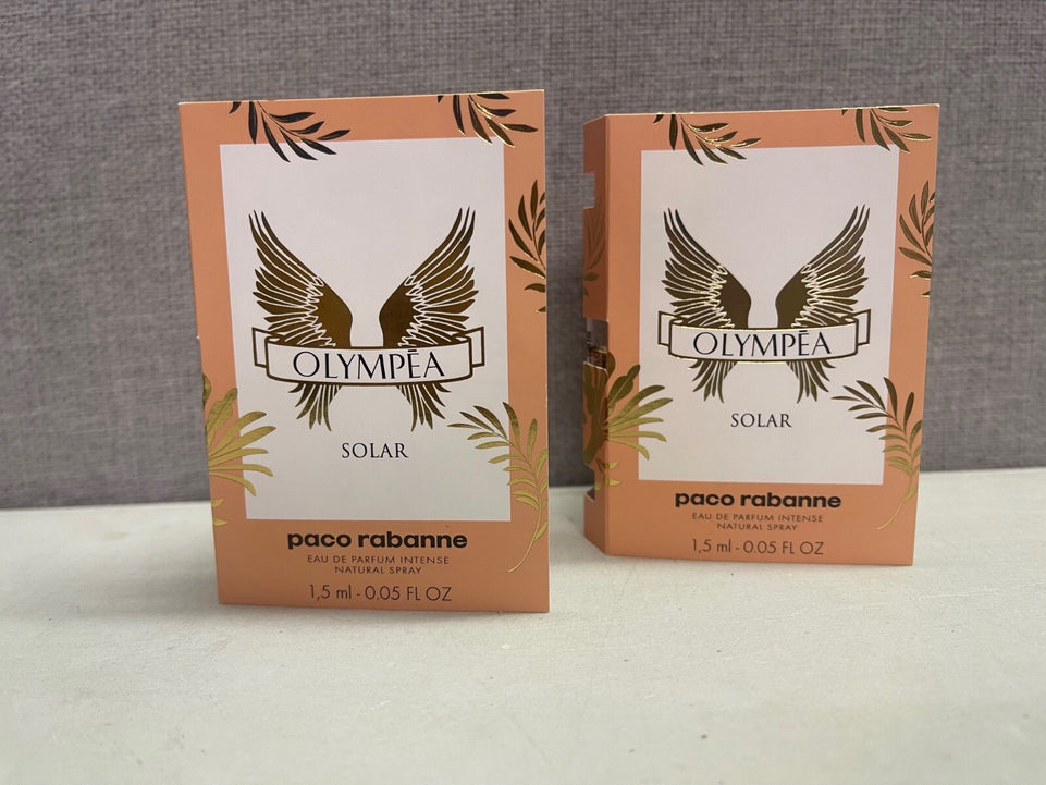 2 x PACO RABANNE OLYMPEA SOLAR 1.5ML EAU DE PARFUM INTENSE SAMPLE SPRAY