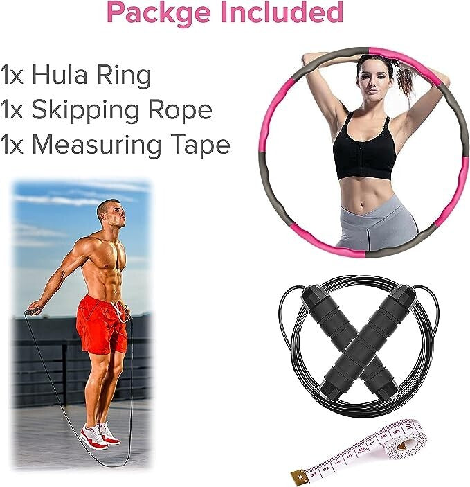 Hula Hoop For Adult Exercise Foam Padded Smart Wavy Hoop With Skipping Rope 95