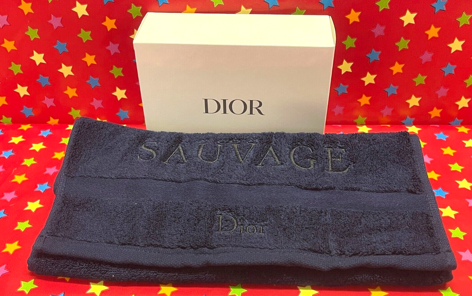 Christian Dior SAUVAGE SERVITTE Towel Dark Navy Blue Cotton 58x30cm