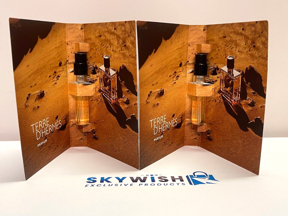 2 x HERMES TERRE D'HERMES Parfum Pure Perfume 2ml Sample Spray