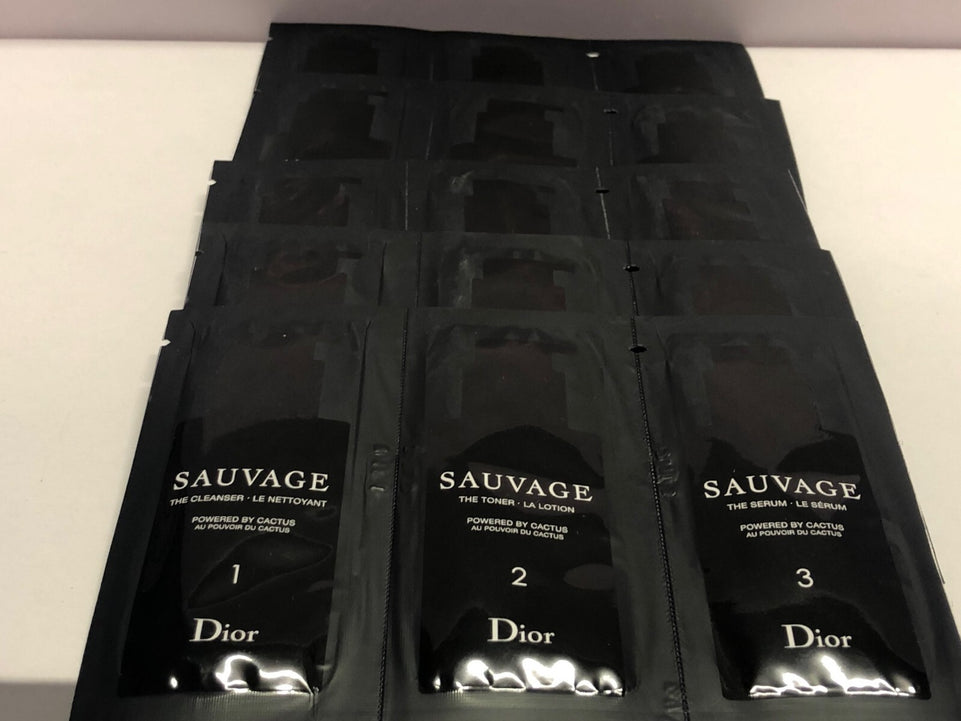 5x Dior Sauvage Cleanser3ML , Toner2ML & Le Serum2ML sample sachet New