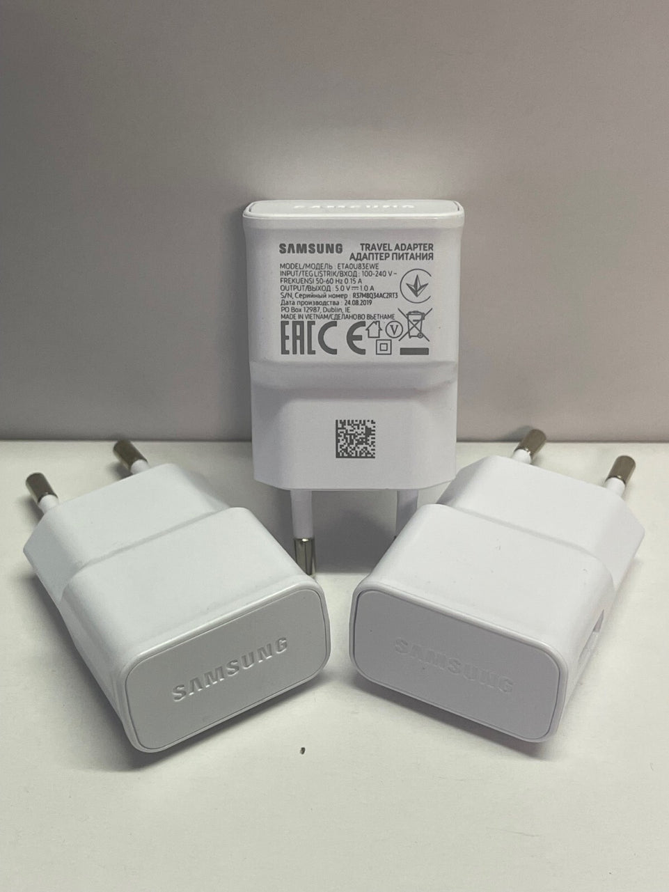 3x Original Genuine Samsung EU Charger Adapter Plug ETA0U83EWE 2 Pin Plug