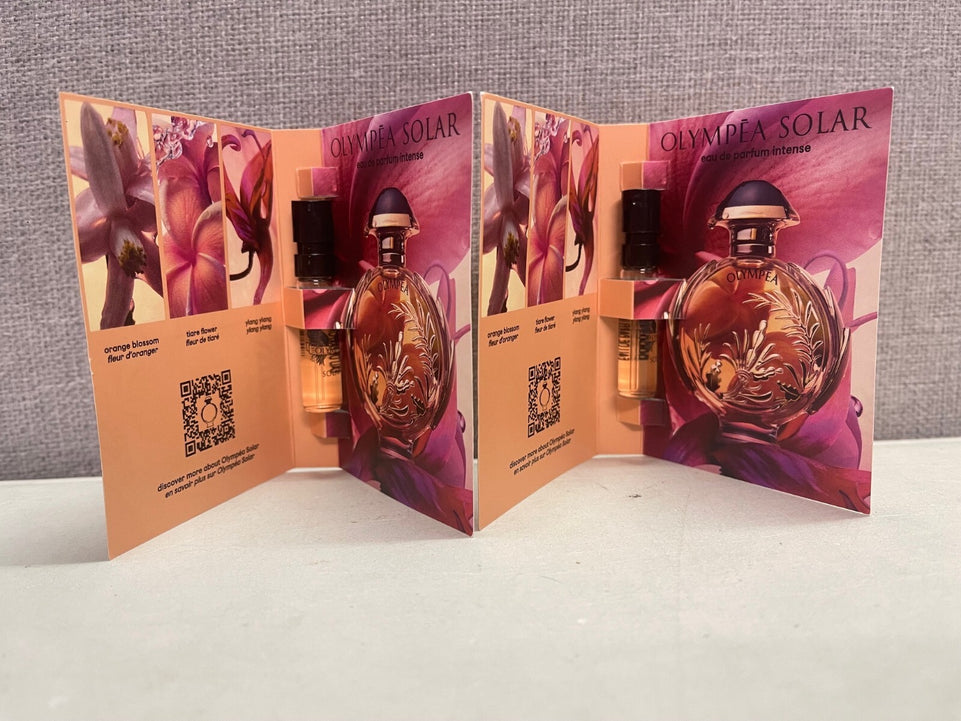 2 x PACO RABANNE OLYMPEA SOLAR 1.5ML EAU DE PARFUM INTENSE SAMPLE SPRAY