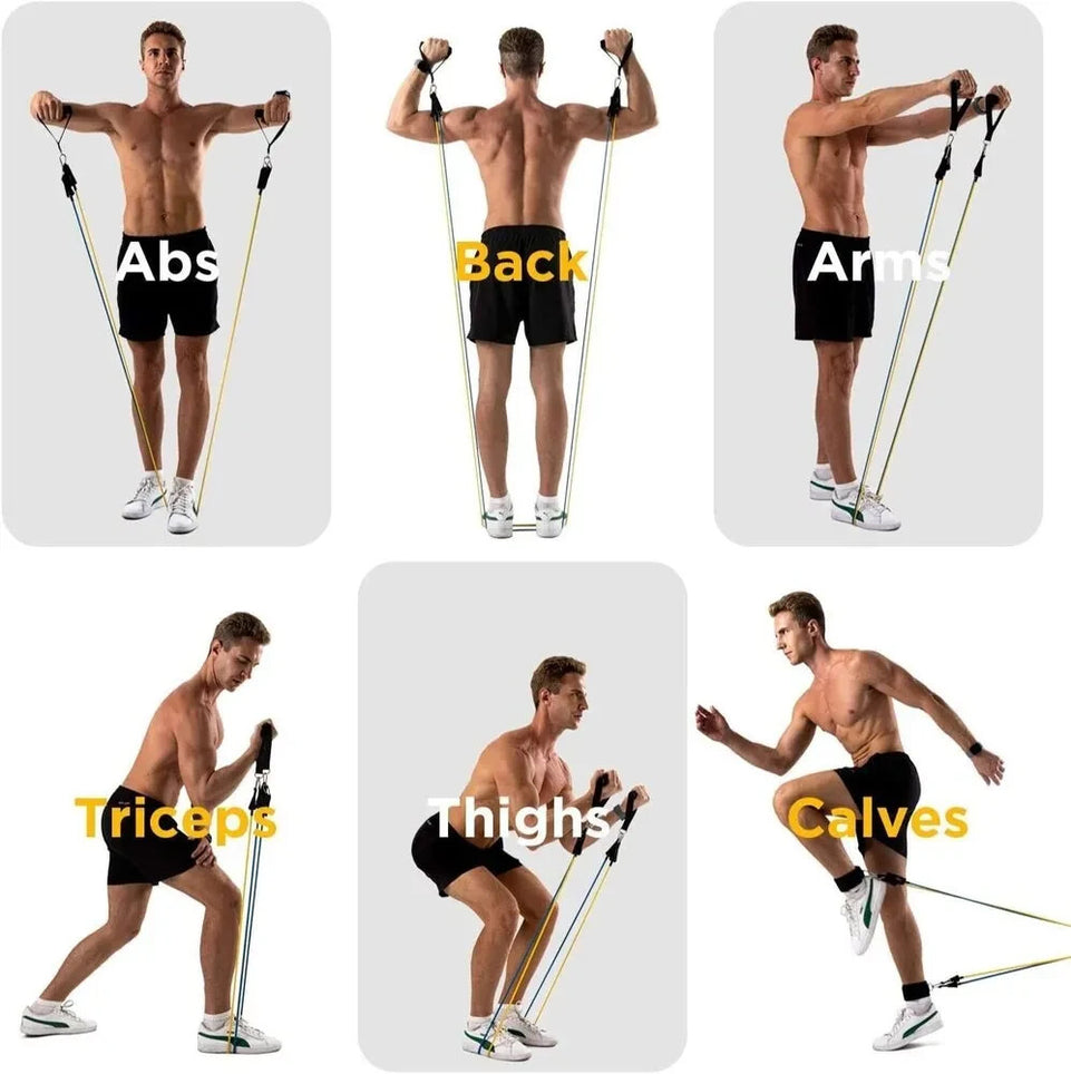 Resistance Bands Exercise Fitness Tube Set Yoga Home Training 11PC Set