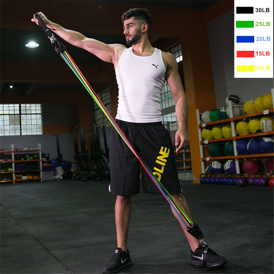 17 Pcs Set Resistance Bands with Door Anchor and Ankle Straps Yoga Fitness