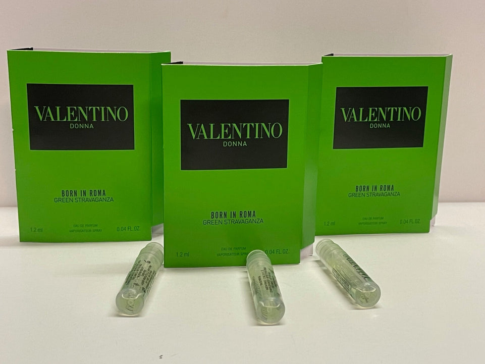 3xVALENTINO DONNA Born In Roma GREEN STRAVAGANZA Eau De Parfum Samples 1.2ml