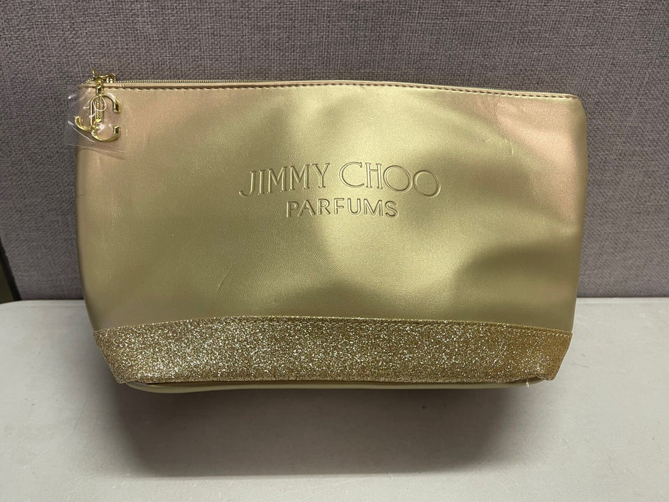 Jimmy Choo Parfums Gold Faux Leather & Glitter Trim Clutch Bag Brand New Wrapped