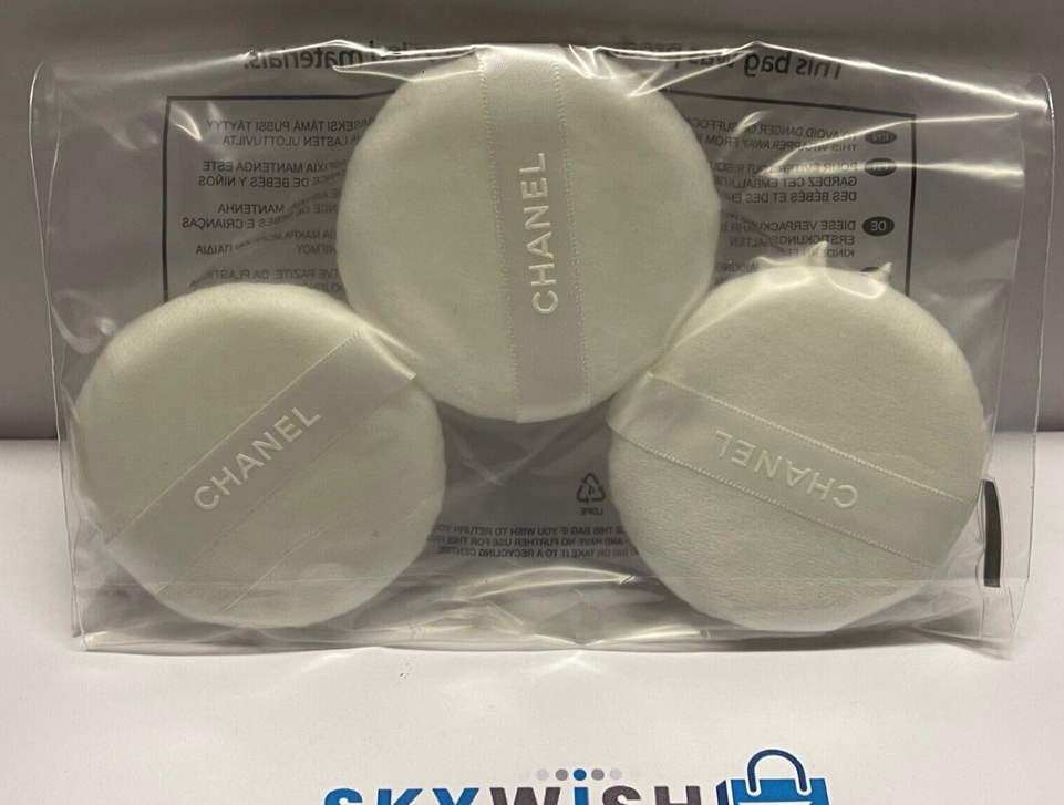 3x Chanel Genuine Powder Puff White Makeup Tools For Powder Face New