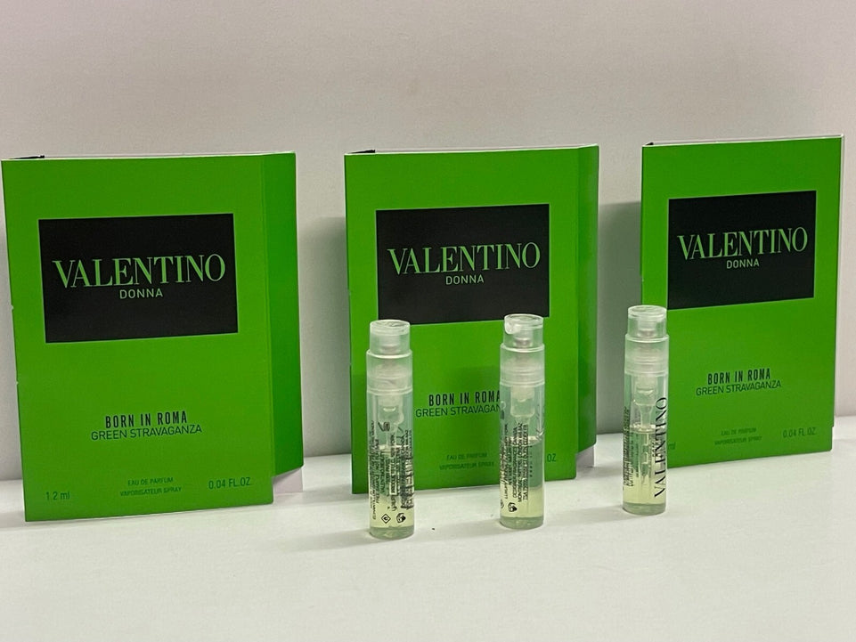 3xVALENTINO DONNA Born In Roma GREEN STRAVAGANZA Eau De Parfum Samples 1.2ml