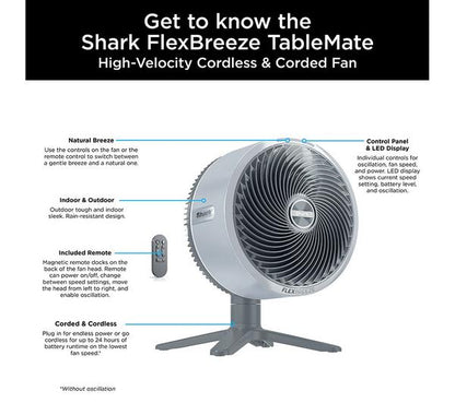 SHARK FlexBreeze Tablemate FA150UK Portable 11.8" Desk Fan