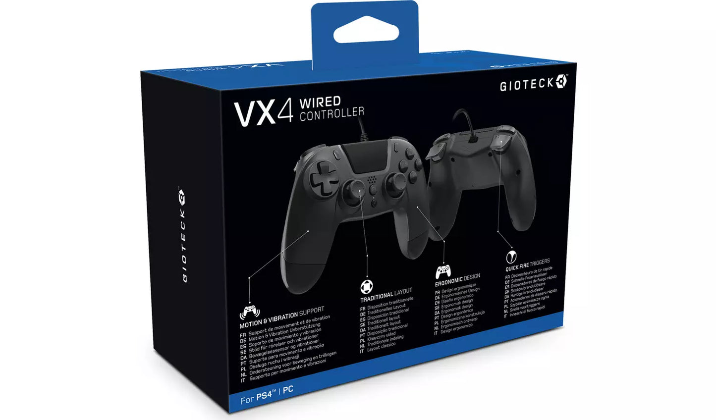Gioteck VX4 PS4 Wired Controller - Black